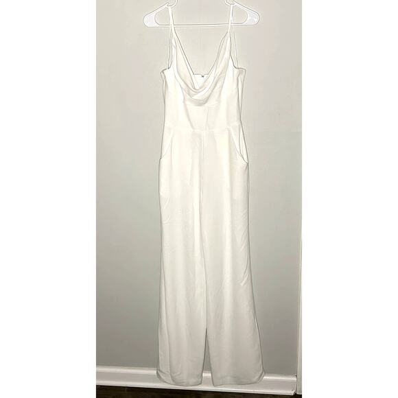 Dress the Population Braxton V-Neck Sleeveless White Wide Leg Jumpsuit XS NEW - Picture 3 of 10